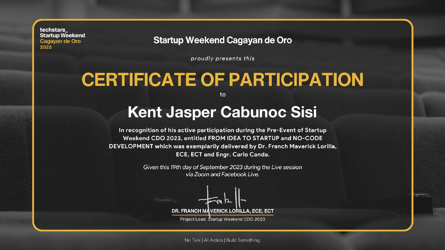 Certificate of Participation: Design Thinking